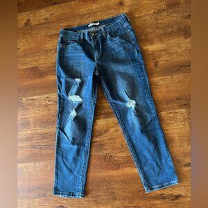 Levi's Boyfriend Cut Medium Denim Jeans Size 29/27 Holes Dark Distressed Women’s